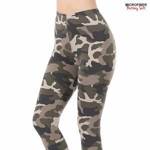 Zenana Microfiber Print Leggings--Camouflage